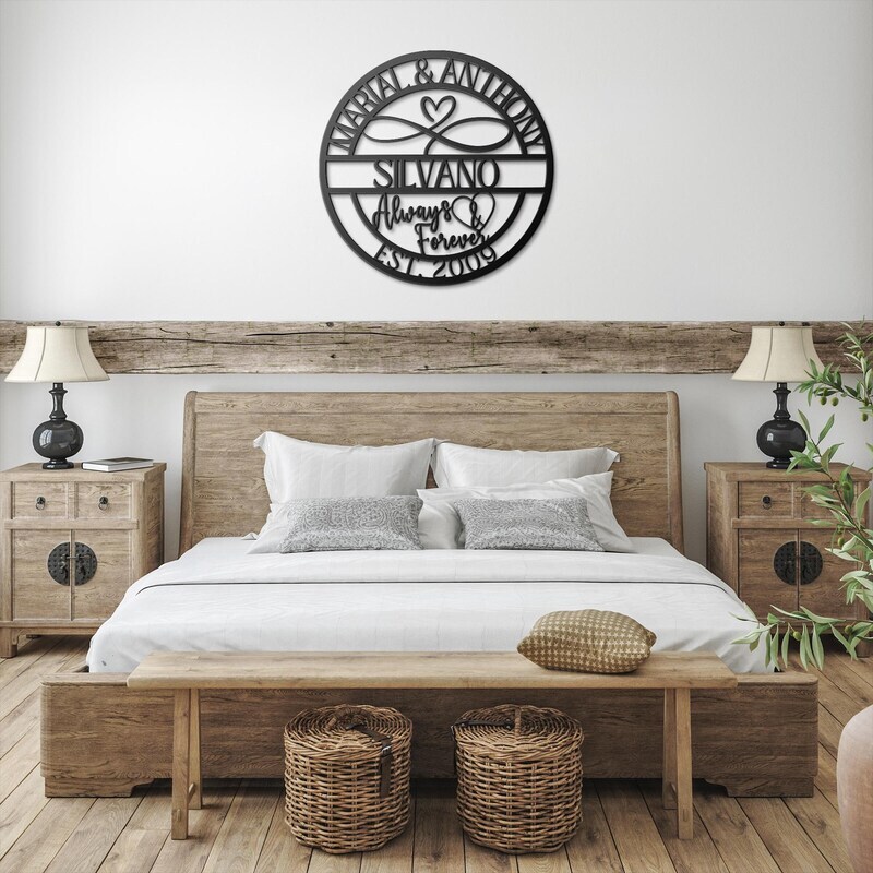 Forever Love Infinity Heart Metal Sign for Couples' Anniversary