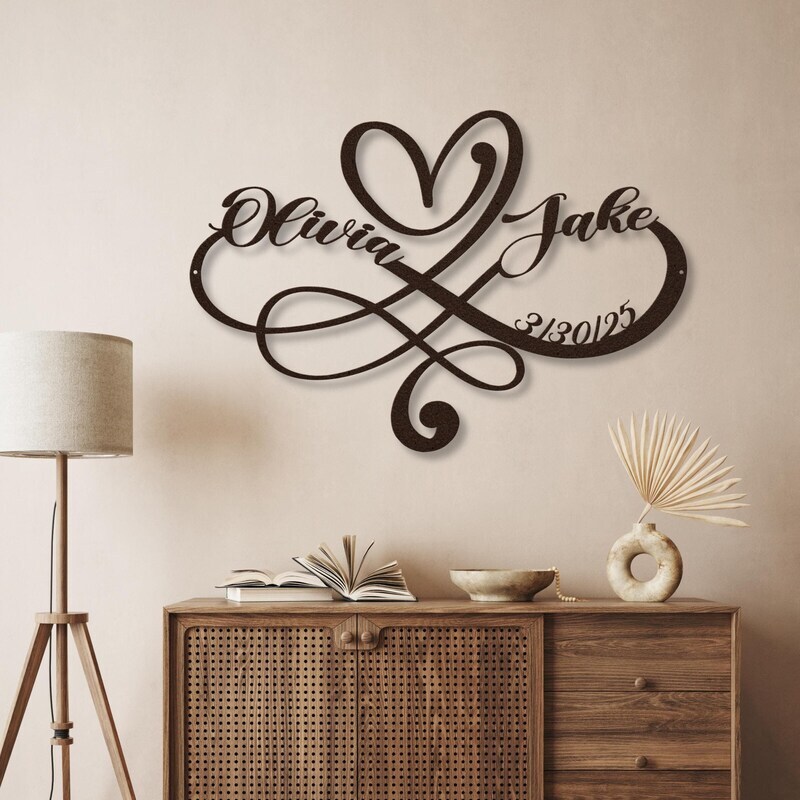 Engraved Metal Sign - Your Forever Date Infinity Wall Art - Personalize Wall Art