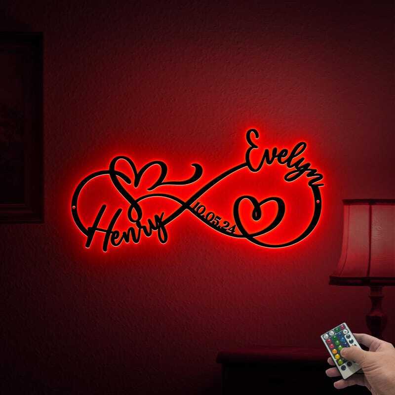 Eternal Love LED Metal Sign - Custom Wedding Infinity Art