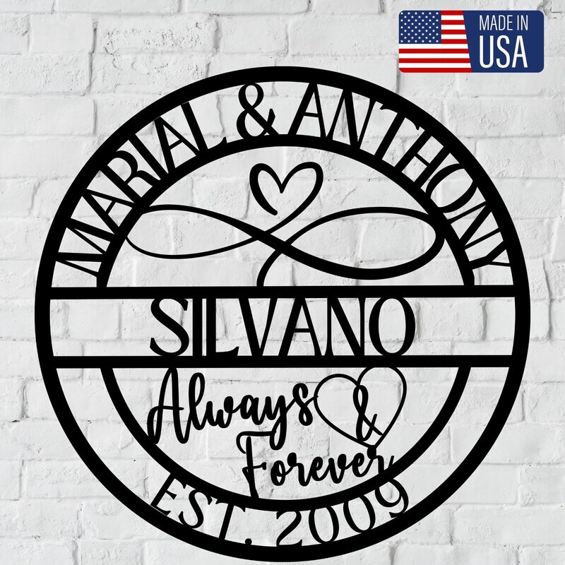 Forever Love Infinity Heart Metal Sign for Couples' Anniversary