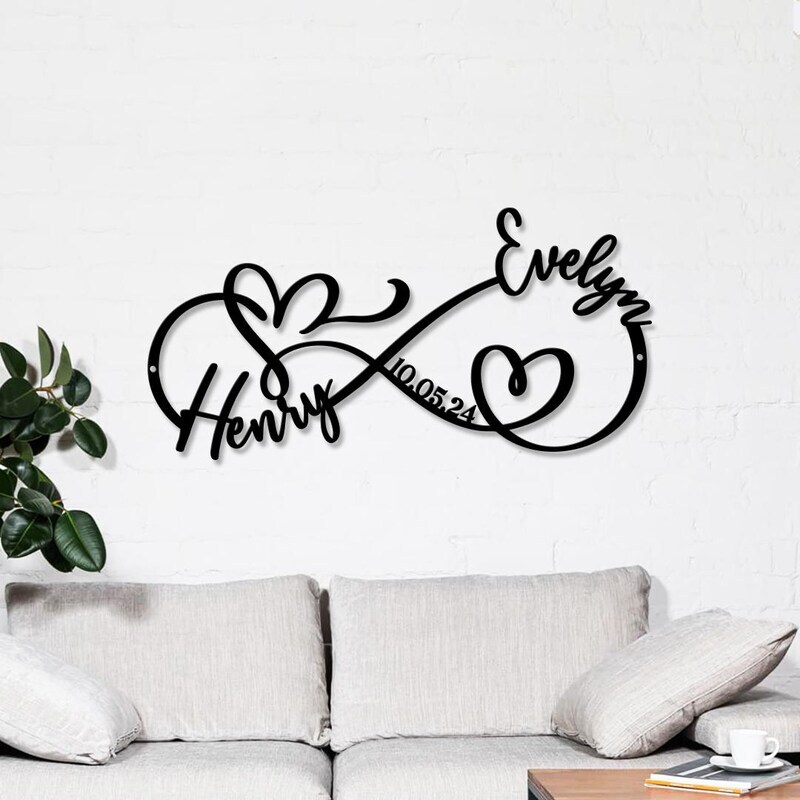 Eternal Love LED Metal Sign - Custom Wedding Infinity Art - Personalize Wall Art