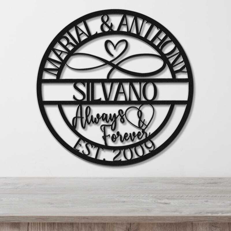 Forever Love Infinity Heart Metal Sign for Couples' Anniversary - Personalize Wall Art
