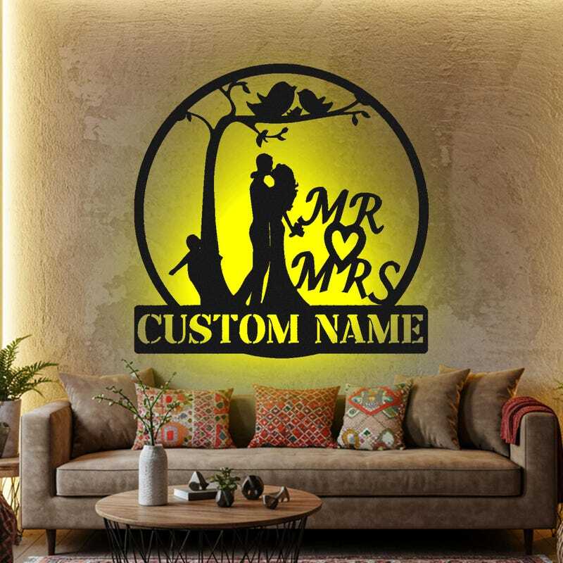 Engraved Forever - Mr & Mrs Metal Sign Wedding Gift