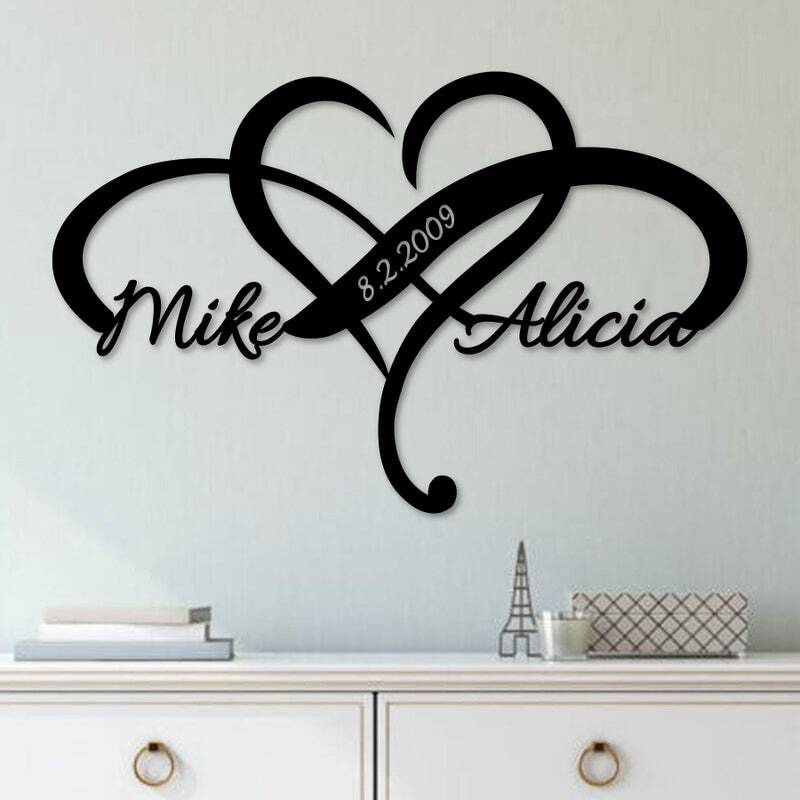 Forever Love's Journey - Personalized Infinity Heart Metal Sign - Personalize Wall Art