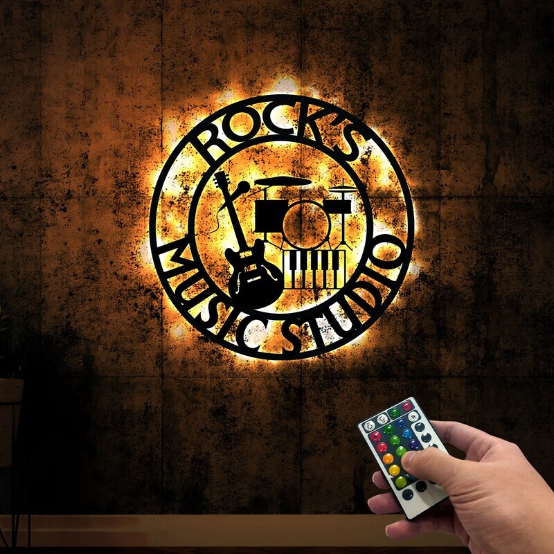 Your Name in Lights - Personalized Music Metal Sign with LED - Personalize Wall Art