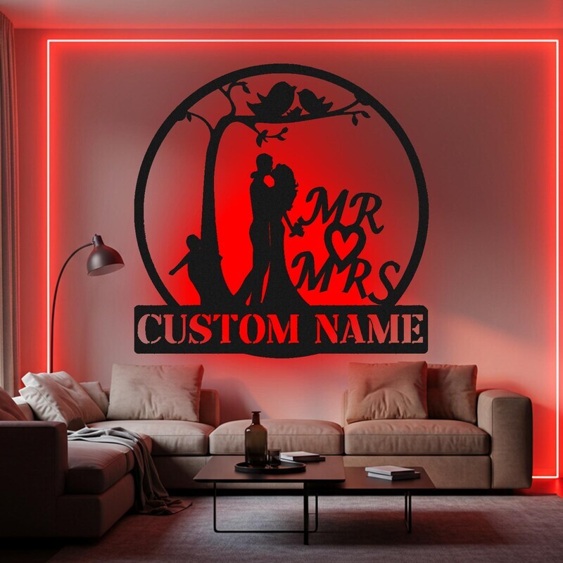 Engraved Forever - Mr & Mrs Metal Sign Wedding Gift