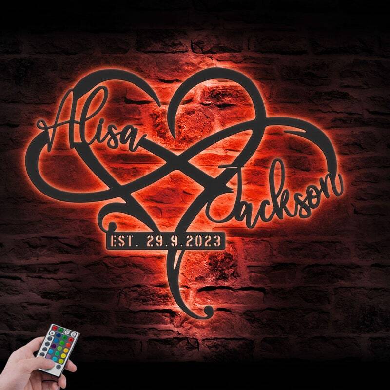 Light Up Your Love - Personalized Infinity Heart LED Metal Sign