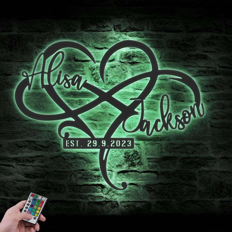 Light Up Your Love - Personalized Infinity Heart LED Metal Sign