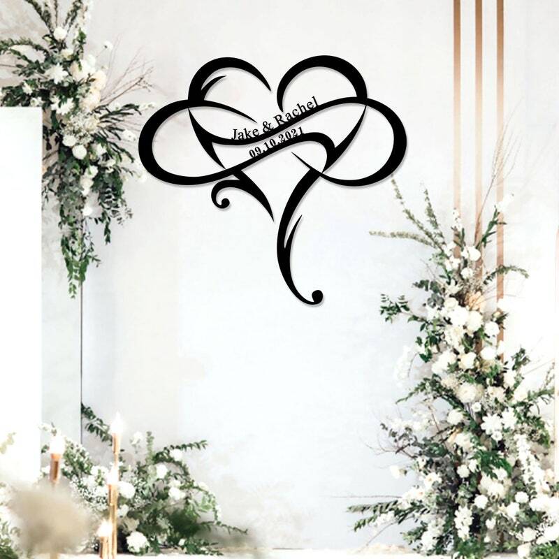 Couple's Eternal Date Metal Sign - Custom Infinity Wedding Gift - Personalize Wall Art