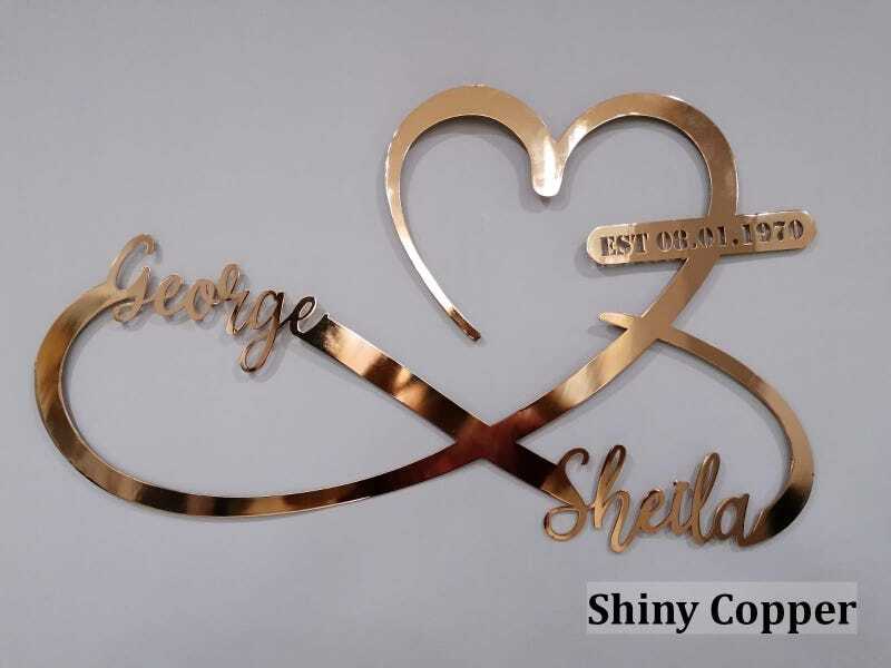 Engraved Infinity Metal Sign - Forever Heart & Date Wall Art