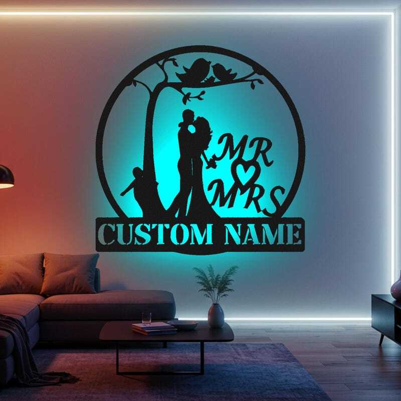 Engraved Forever - Mr & Mrs Metal Sign Wedding Gift