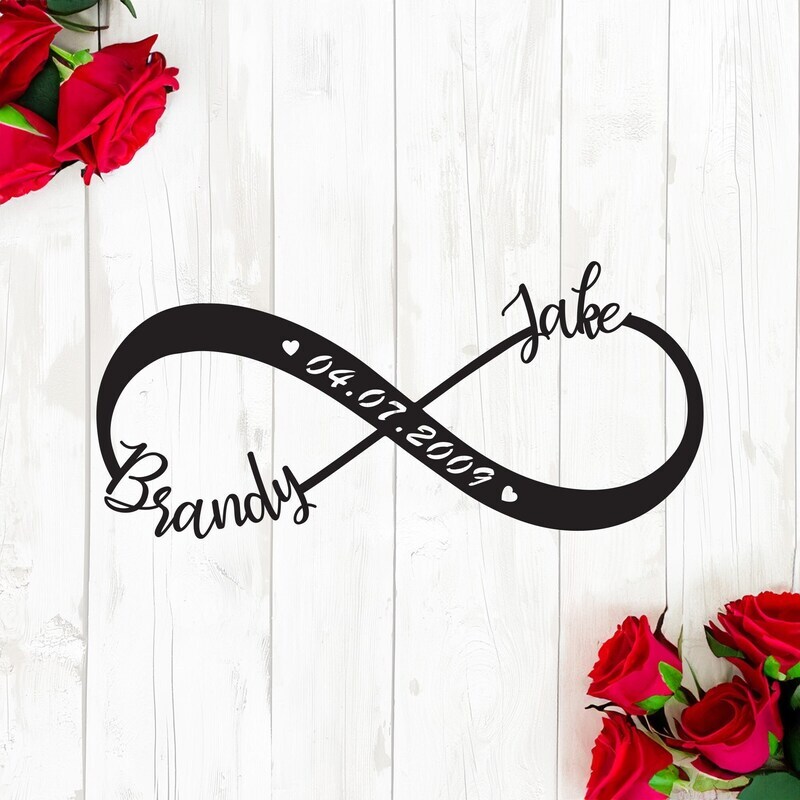 Eternal Love Personalized Metal Sign - Infinity Names & Date - Personalize Wall Art
