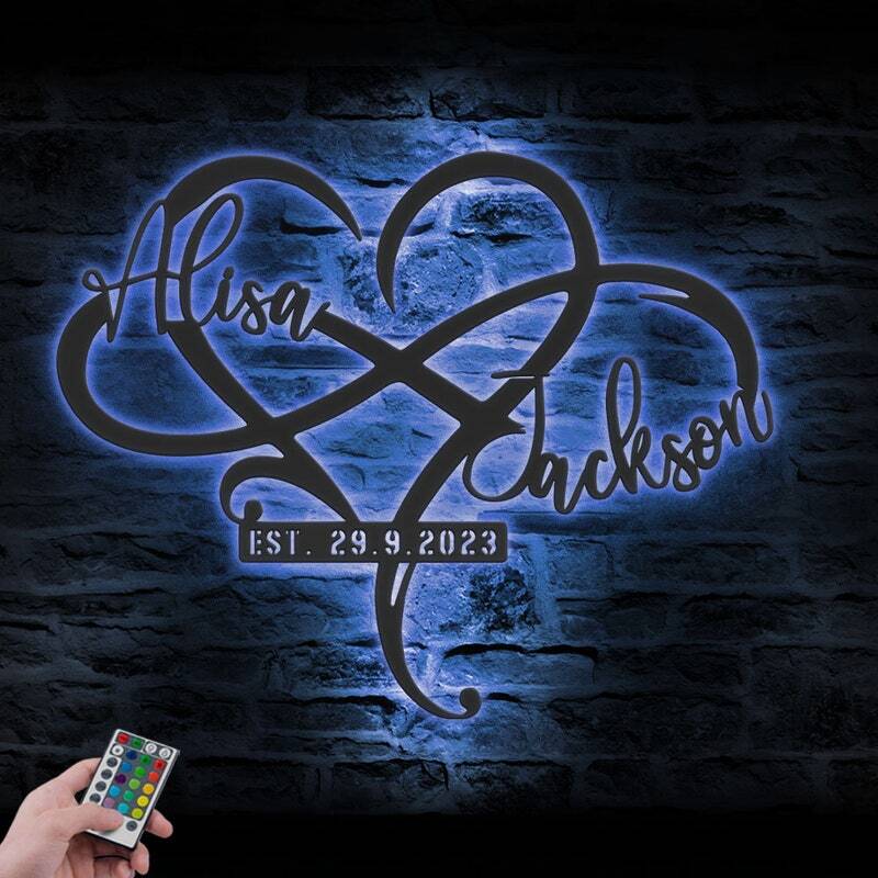 Light Up Your Love - Personalized Infinity Heart LED Metal Sign