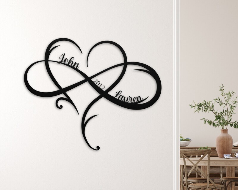 Personalized Infinity Heart Metal Sign - Wedding & Couple's Decor