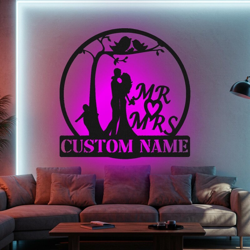 Engraved Forever - Mr & Mrs Metal Sign Wedding Gift