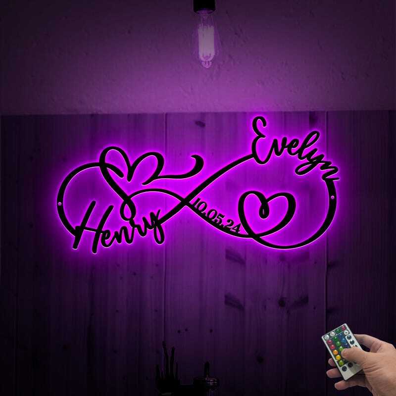 Eternal Love LED Metal Sign - Custom Wedding Infinity Art