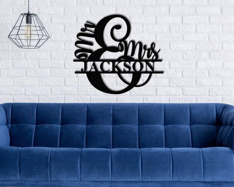Cherished Mr & Mrs Family Metal Sign - Wedding Anniversary Gift