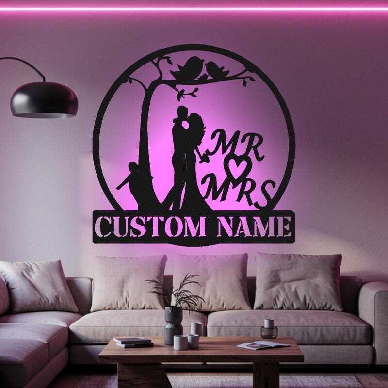 Engraved Forever - Mr & Mrs Metal Sign Wedding Gift
