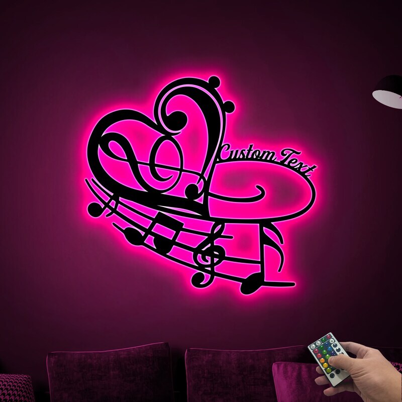 Light Up Your Love for Music - Personalized LED Metal Sign