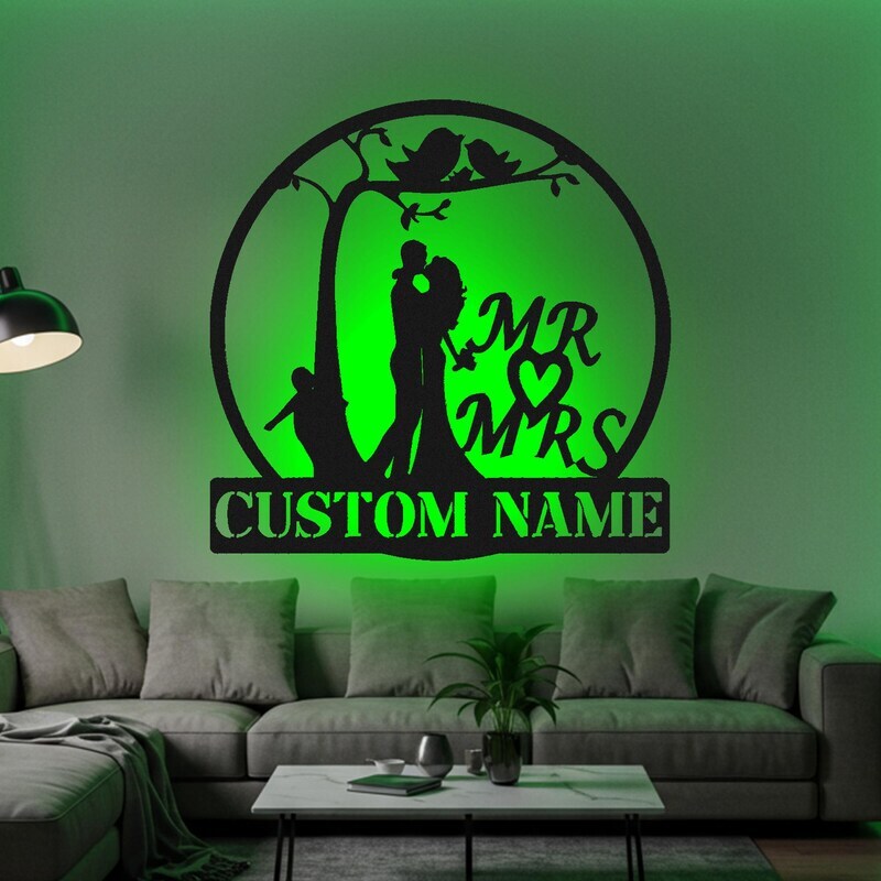 Engraved Forever - Mr & Mrs Metal Sign Wedding Gift