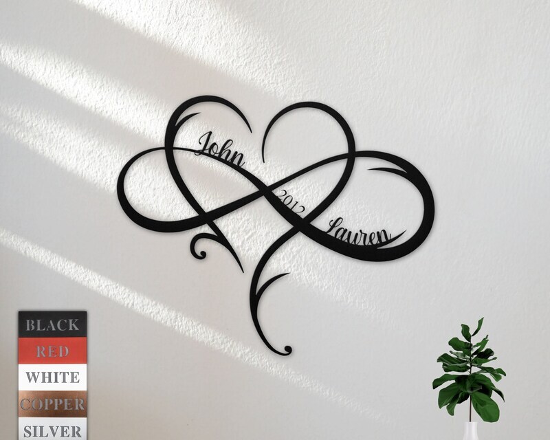 Personalized Infinity Heart Metal Sign - Wedding & Couple's Decor