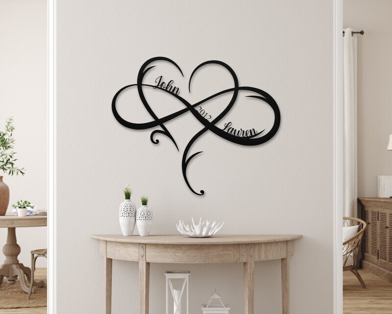 Personalized Infinity Heart Metal Sign - Wedding & Couple's Decor