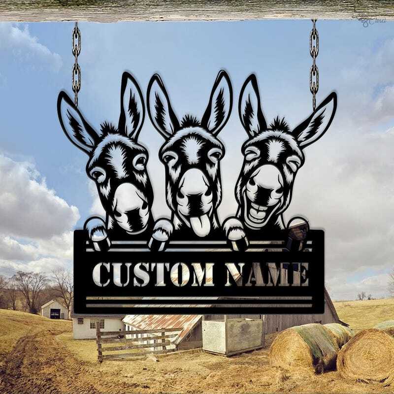 Rustic Farm Barn Decor - Personalized Donkey Metal Sign
