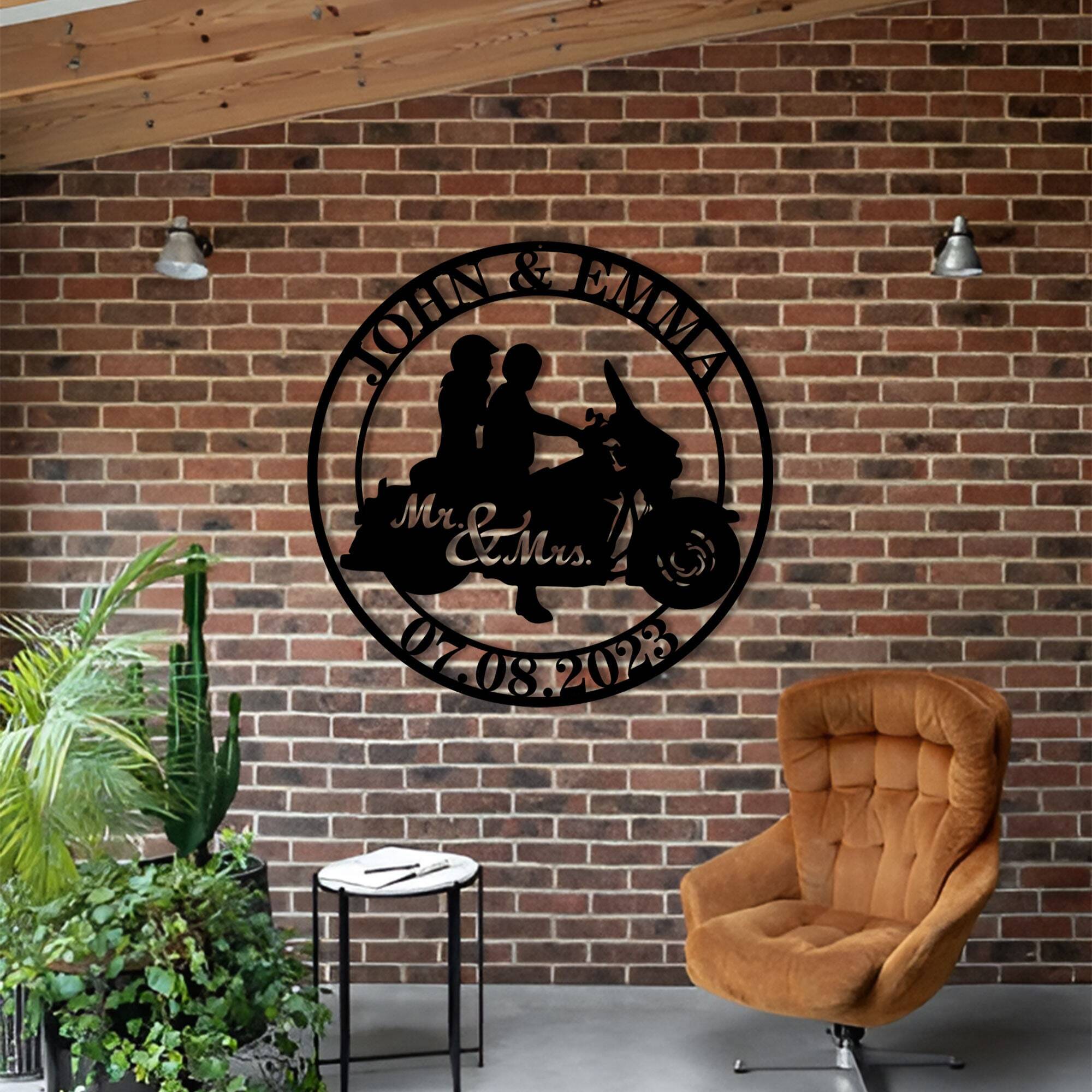 Forever Ride - Custom Mr & Mrs Biker Metal Sign Wedding Gift