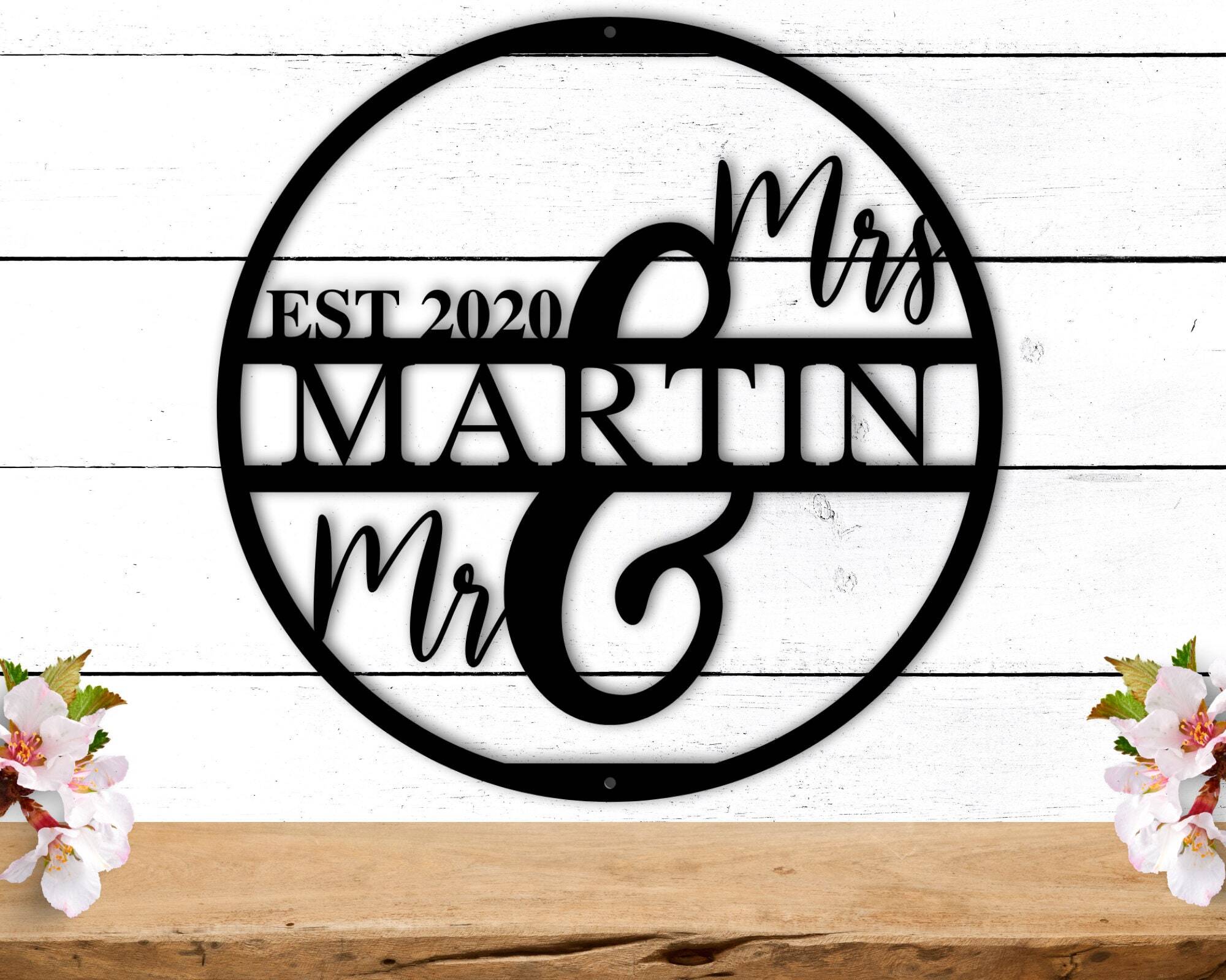 Custom Established Date Metal Sign for the Newlywed Home - Personalize Wall Art