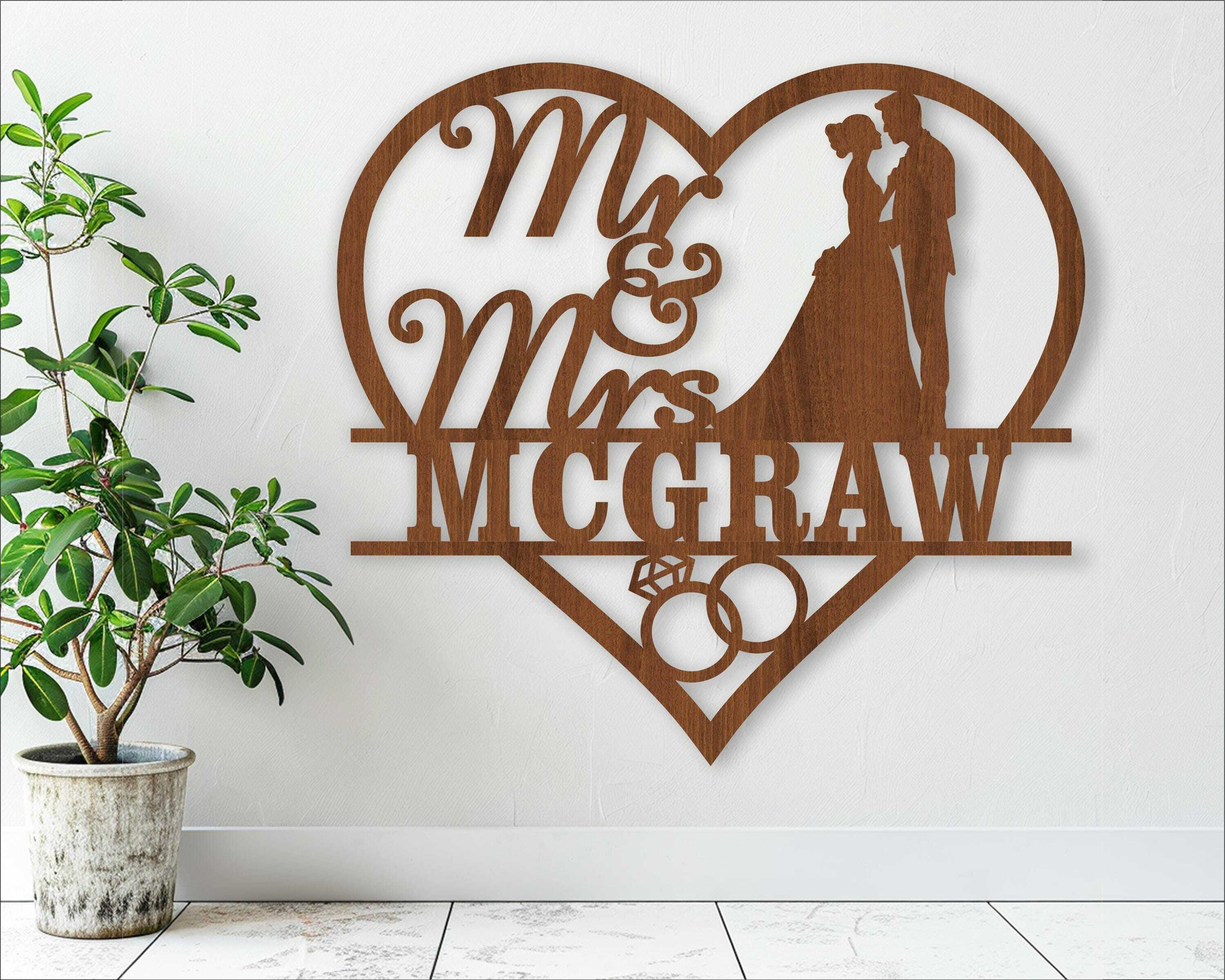 Eternal Love - Personalized Mr & Mrs Wedding Anniversary Metal Sign - Personalize Wall Art
