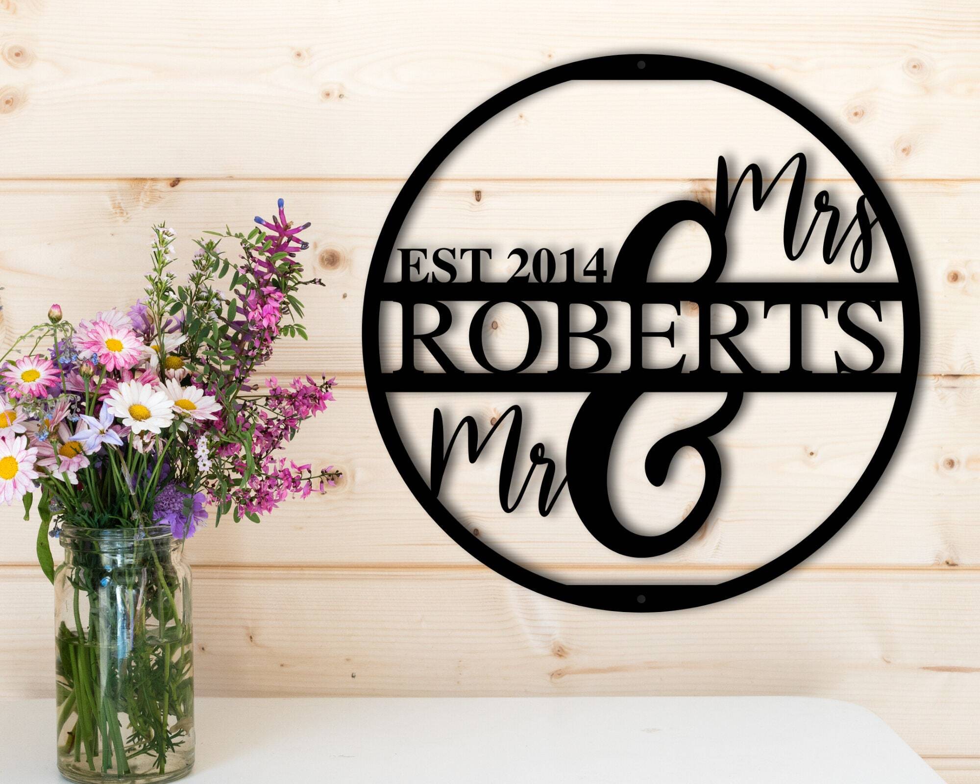 Custom Established Date Metal Sign for the Newlywed Home