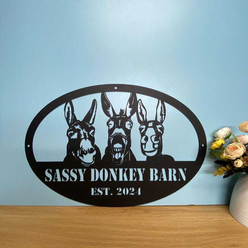 Make 'Em Laugh! Donkey Humor Custom Farm Metal Sign for Entry - Personalize Wall Art