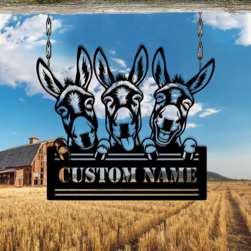Rustic Farm Barn Decor - Personalized Donkey Metal Sign