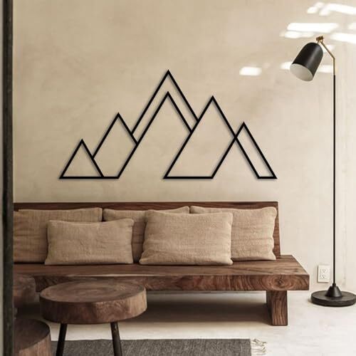 Abstract Mountain Metal Sign - Geometric Nature Wall Decor