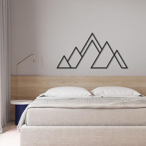 Abstract Mountain Metal Sign - Geometric Nature Wall Decor