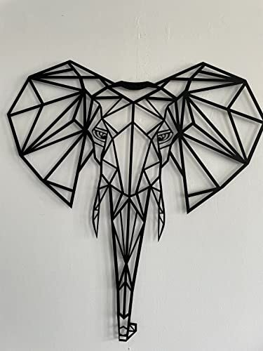 Majestic Geometric Elephant Metal Sign - Modern 3D Wall Art