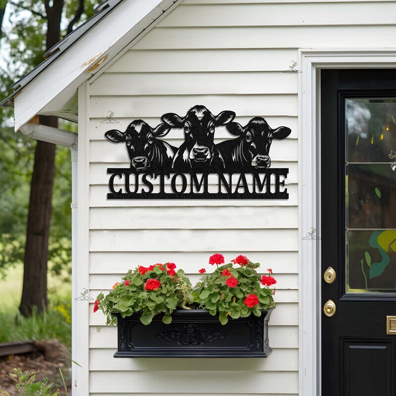 Beloved Cattle Lover's Farmhouse Monogram Metal Sign