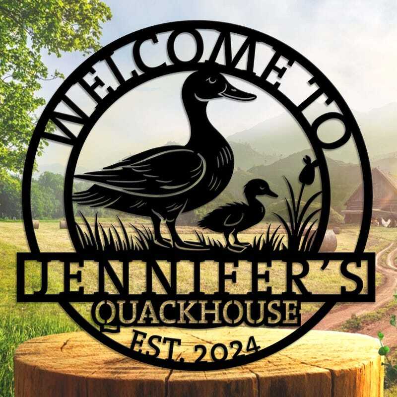 Heartwarming Personalized Duck Farmhouse Metal Sign
