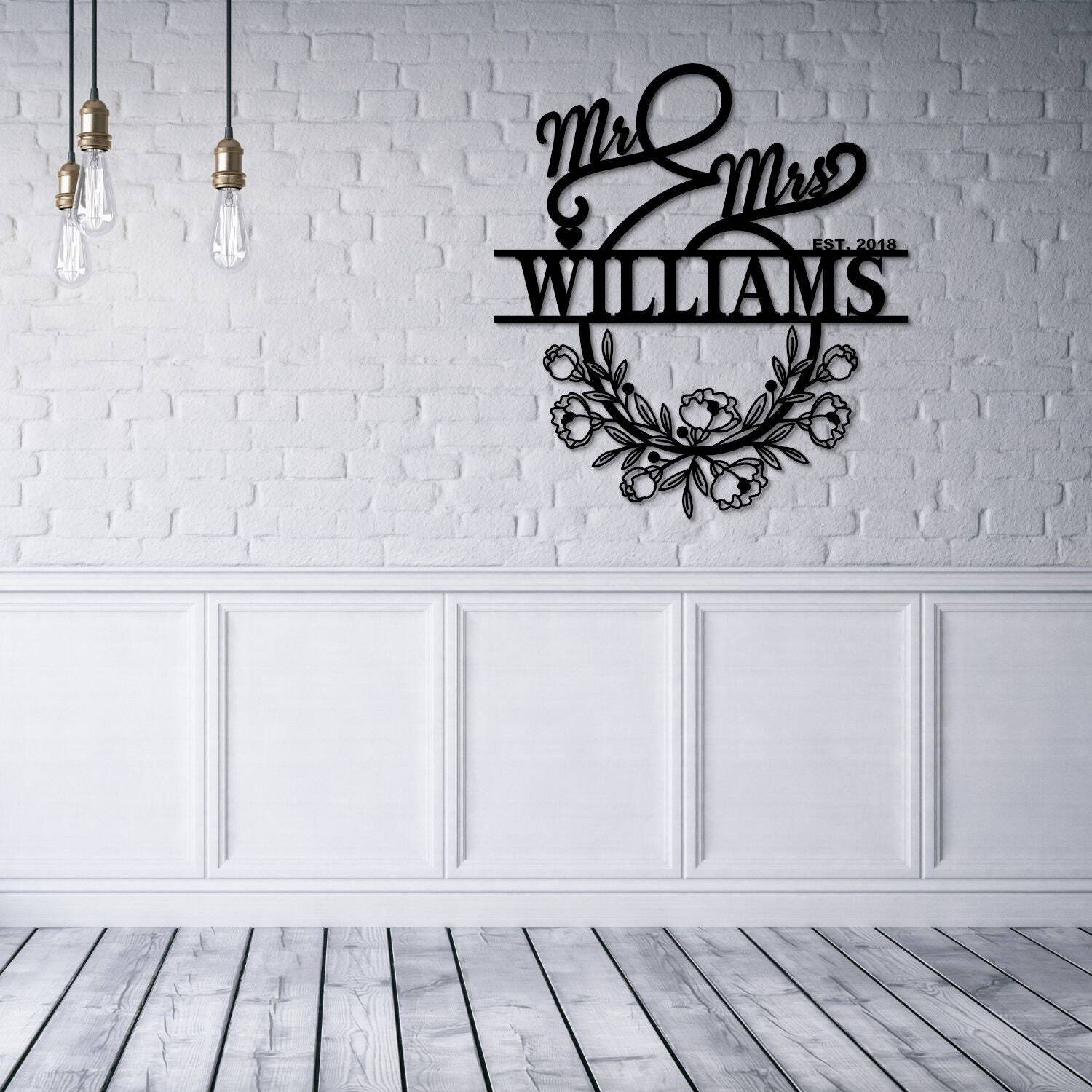 Personalized Metal Sign - A Timeless Mr & Mrs Wedding Gift - Personalize Wall Art