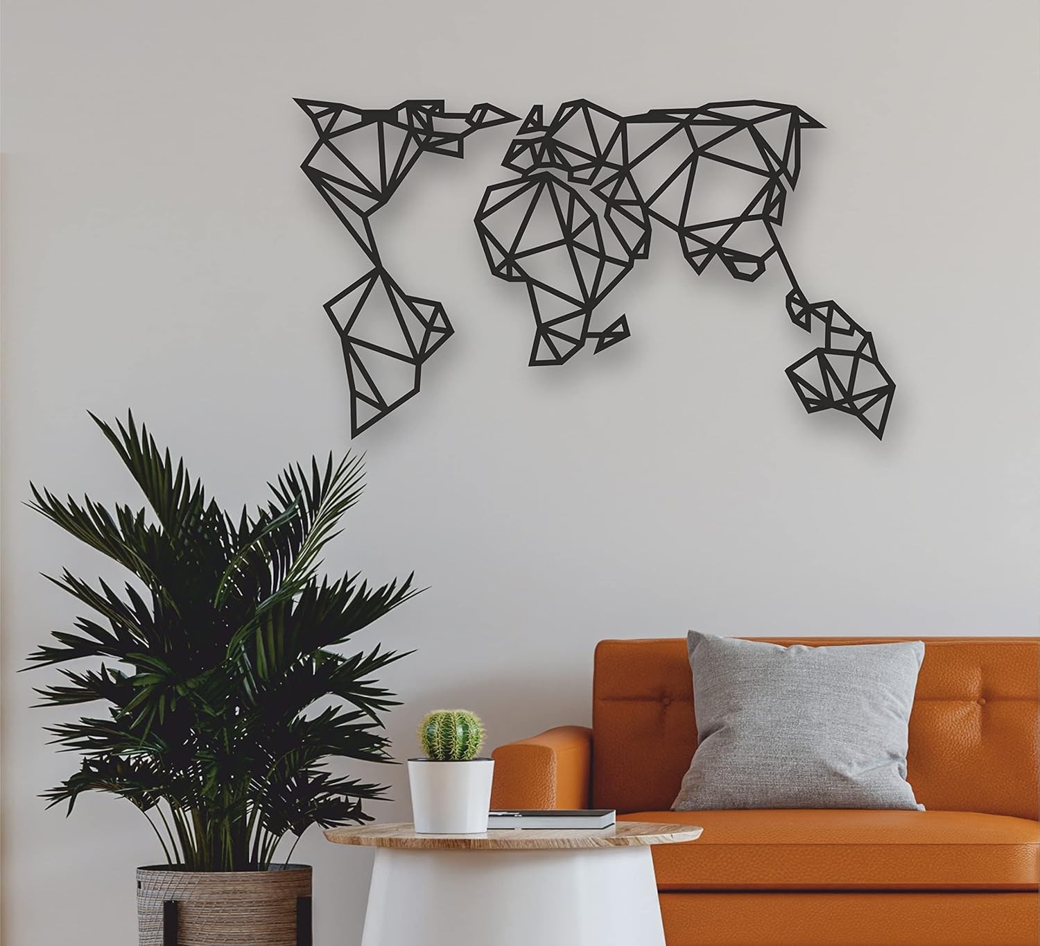 Global Journey - 3D Geometric Map Metal Sign for Modern Decor