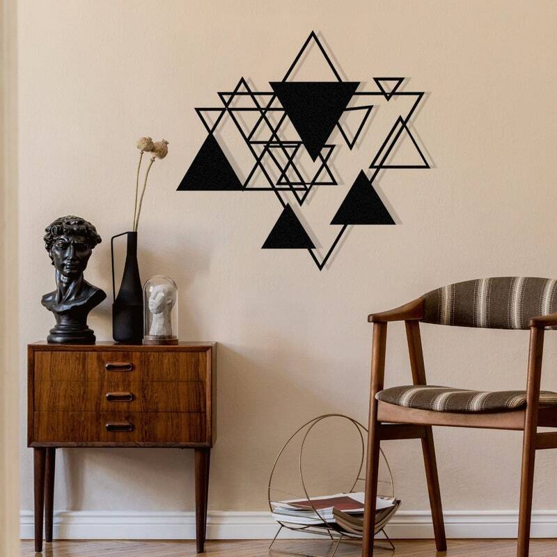Abstract Fantasy Triangle Metal Sign - Modern Luxury Wall Decor - Personalize Wall Art