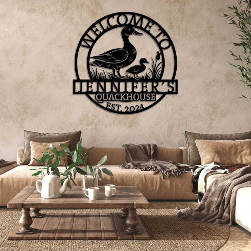 Heartwarming Personalized Duck Farmhouse Metal Sign