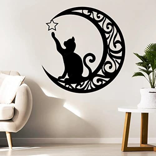 Sleek Geometric Cat Wall Art - Minimalist Metal Sign Decor