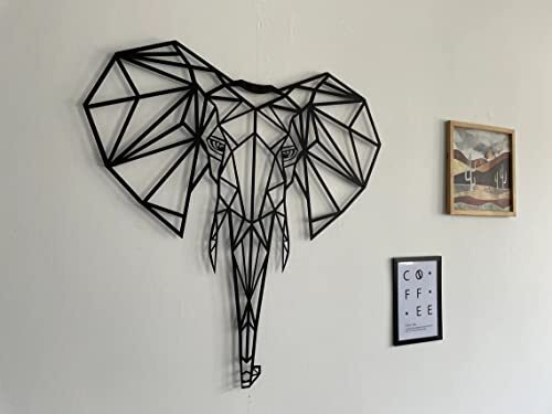 Majestic Geometric Elephant Metal Sign - Modern 3D Wall Art