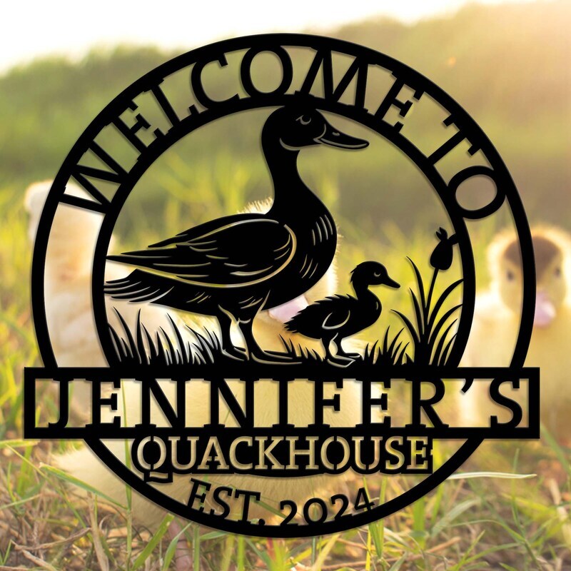 Heartwarming Personalized Duck Farmhouse Metal Sign
