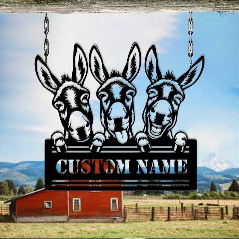 Rustic Farm Barn Decor - Personalized Donkey Metal Sign