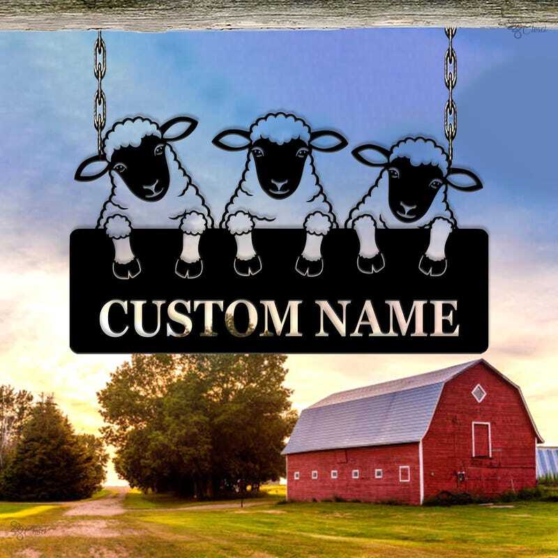 Cherished Personalized Sheep Metal Sign for Your Farm Barn