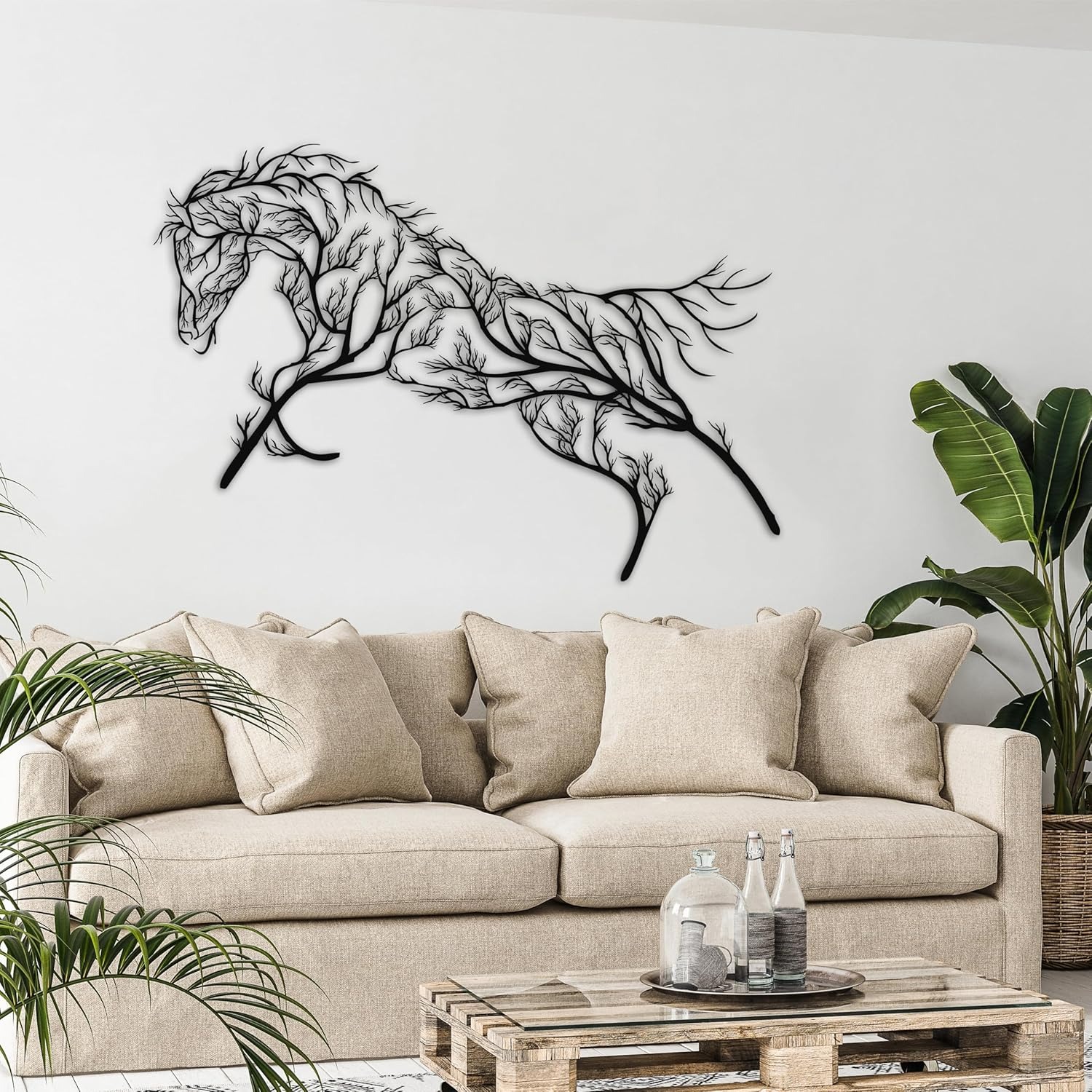 Stunning Geometric Horse Tree Metal Sign for Farmhouse - Personalize Wall Art
