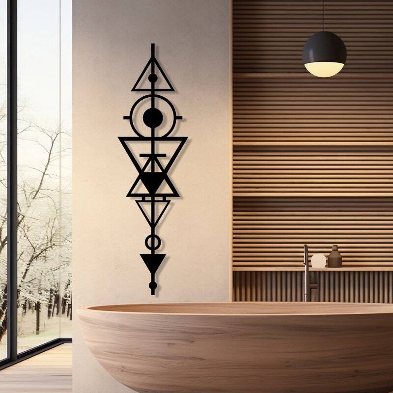 Modern Minimalist Geometric Metal Wall Sign for Her's Office Gift