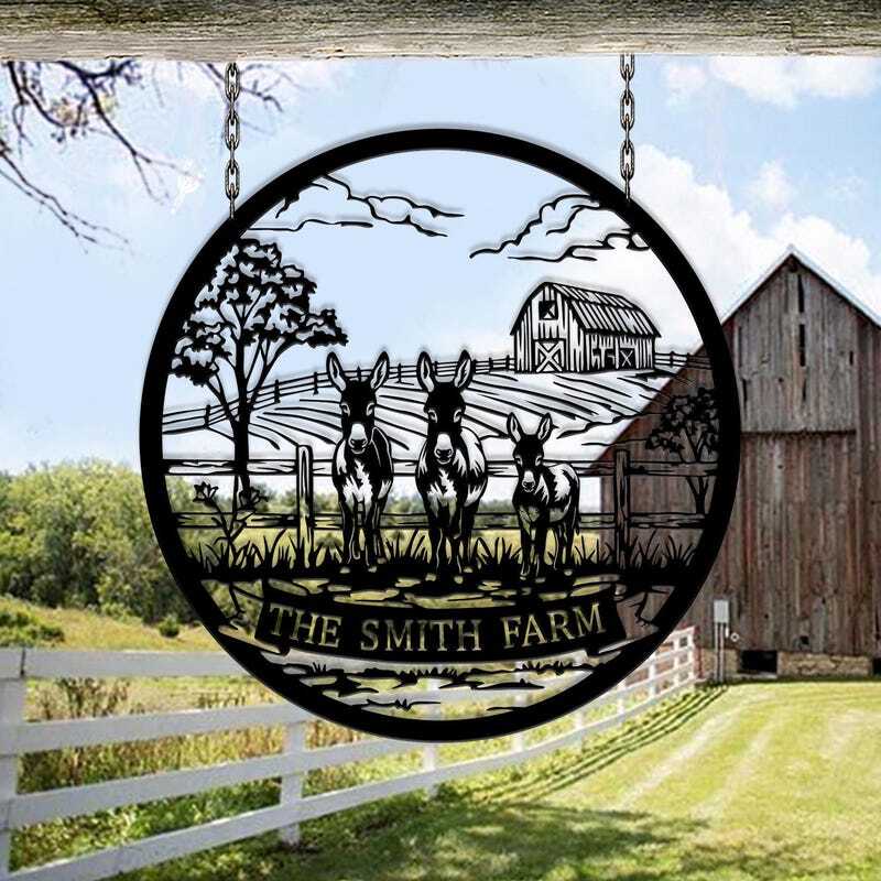 Beloved Donkey Farmhouse Metal Sign, Perfect Farmer Gift - Personalize Wall Art